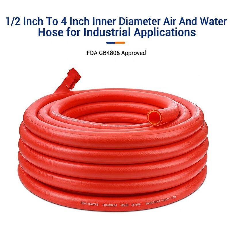 1/2 Inch sampai 4 Inch Diameter Interior Air And Water Hose untuk Aplikasi Industri FDA GB4806 Disetujui